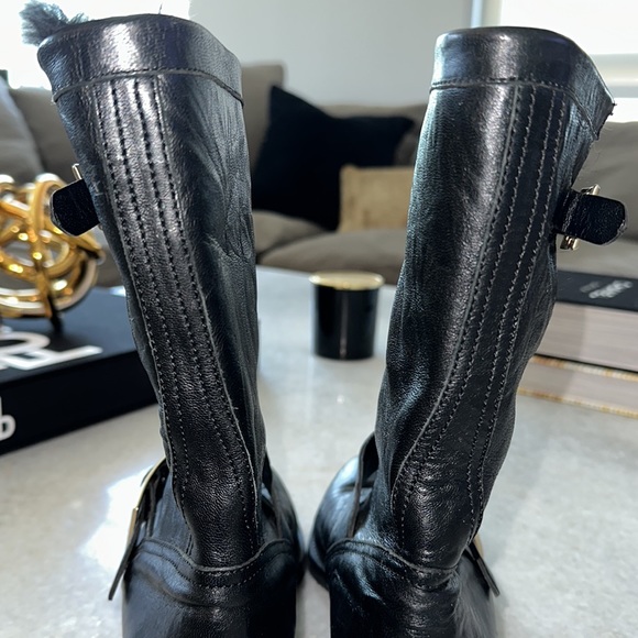 STUNNING AND FLAWLESS Jimmy Choo Leather Boots Lined w/ Rabbit Fur Sz 37 - Picture 5 of 8
